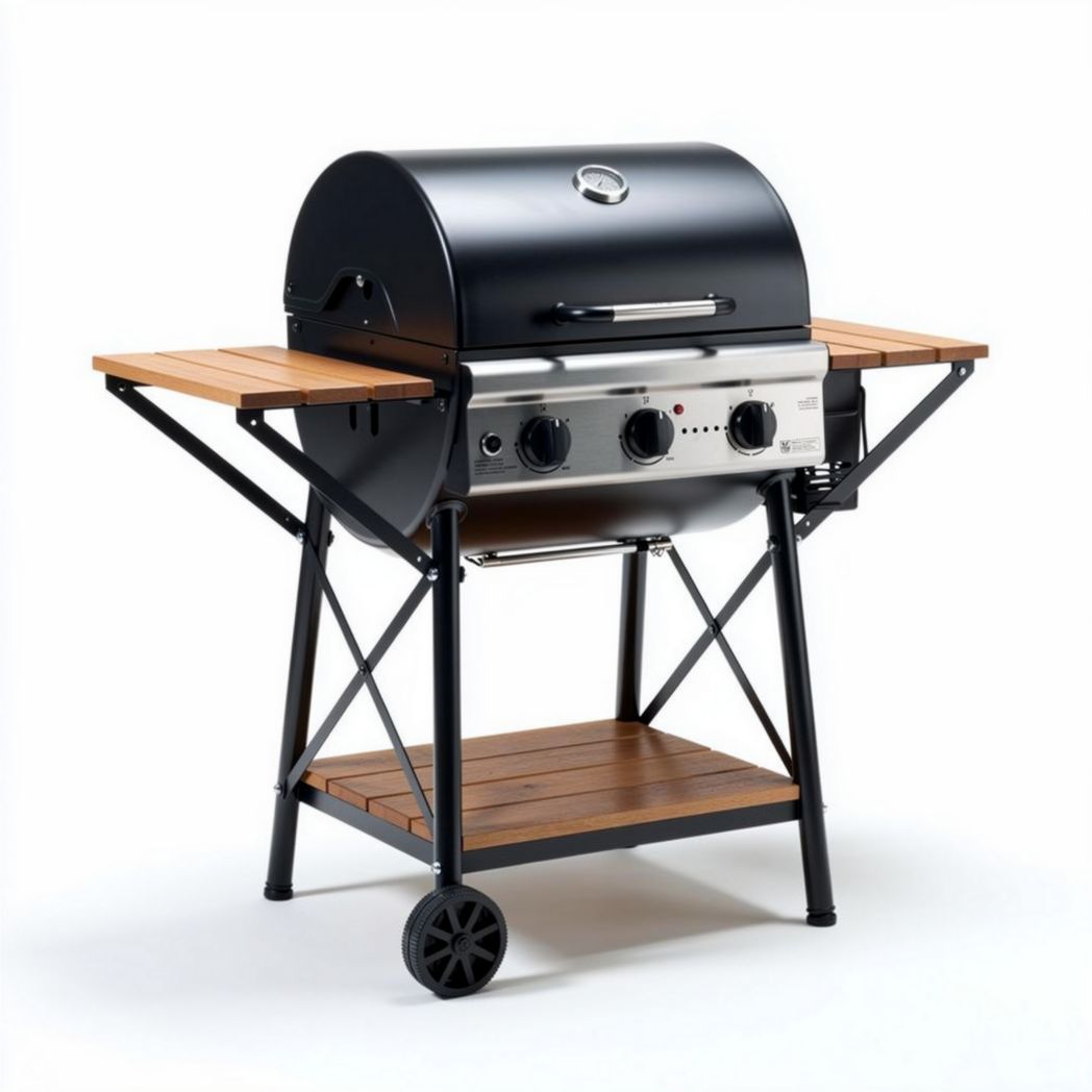 Grill ogrodowy z elementami ze stali nierdzewnej do użytku na świeżym powietrzu - 100 x 60 x 70cm