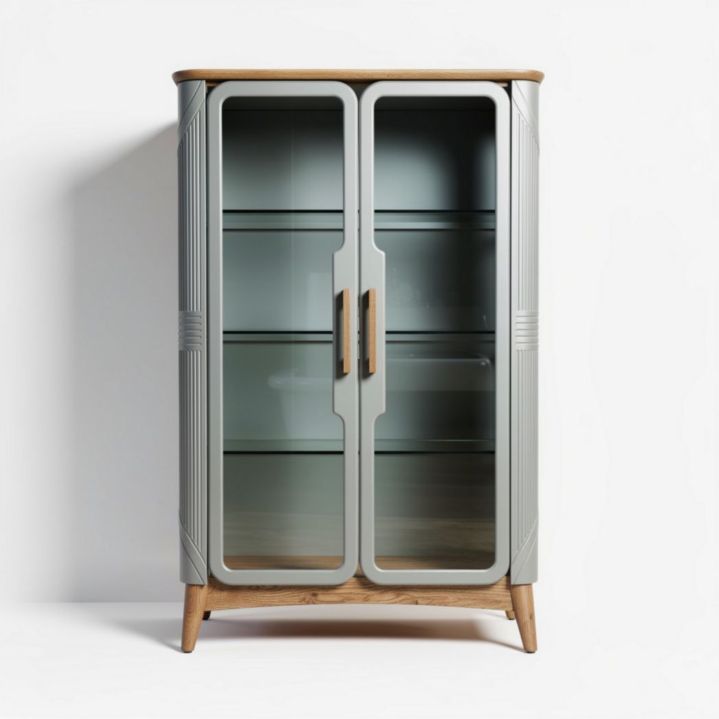 Regał do przechowywania w biurze z płyt MDF i szkła - 80 x 40 x 120cm